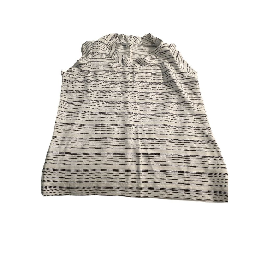 CAbi Madeline 236 Black White Stripe Shirt Cap Sleeves Size M